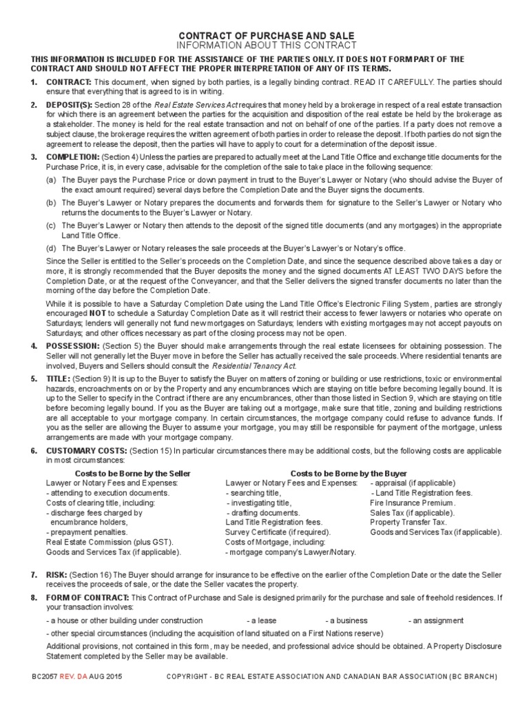 Contract of Purchase and Sale.3A Ave PDF | PDF | Real Estate Broker ...