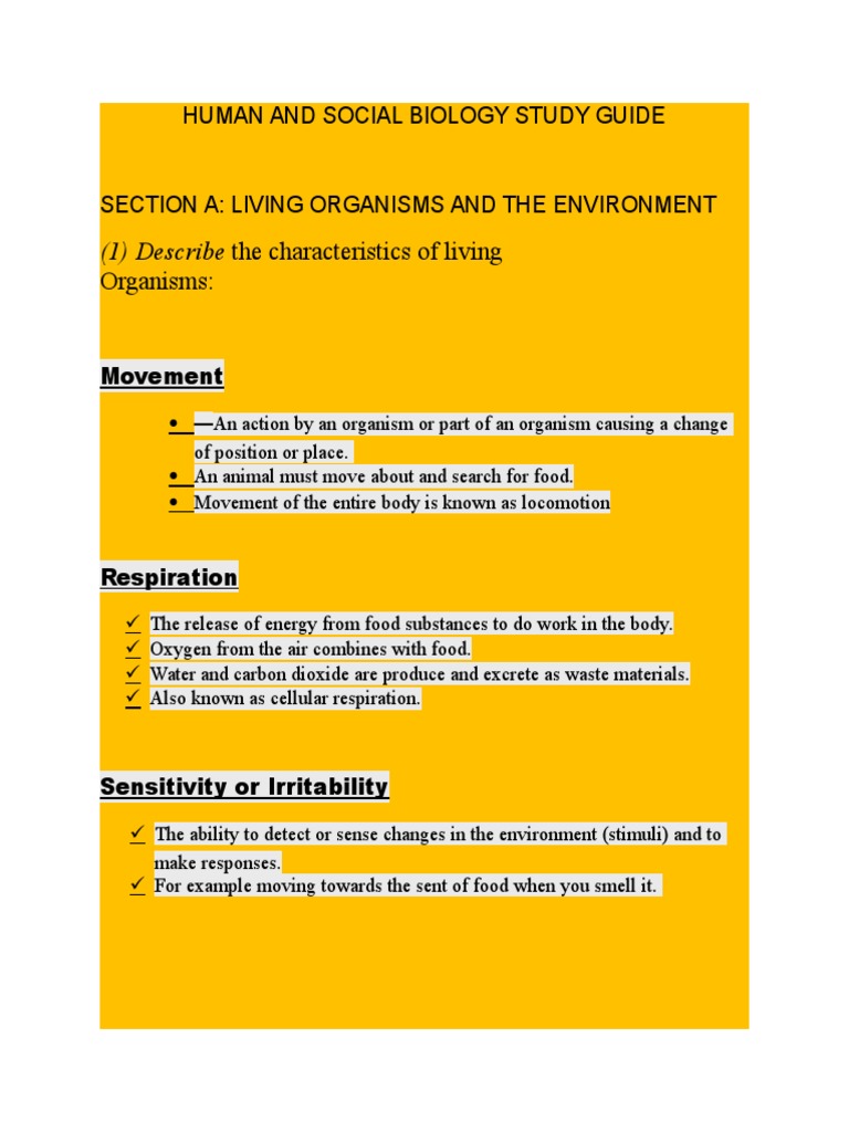 Human and Social Biology Study Guide PDF Cell (Biology) Bacteria
