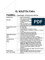 El Boletin para Padres: Date/Fecha: 14/3/16 To/a 18/3/16