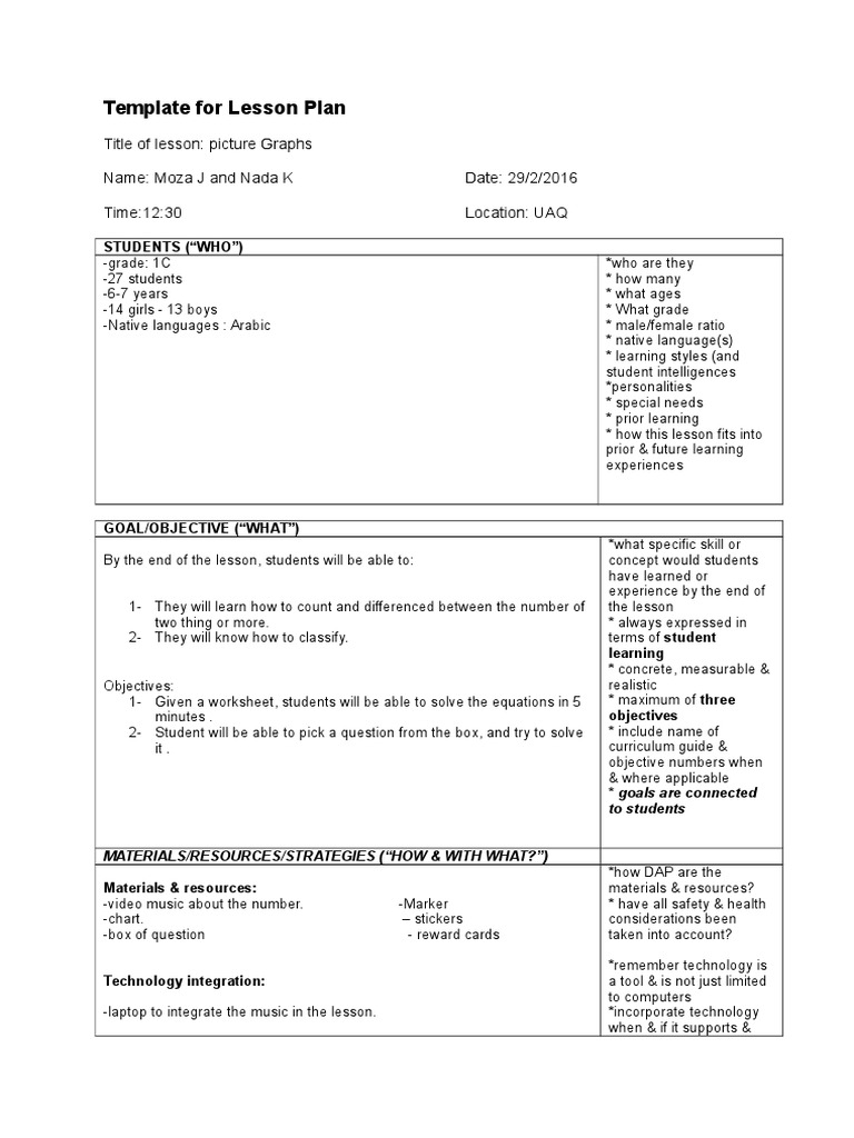 Lesson Plan 1 | PDF | Lesson Plan | Education Theory