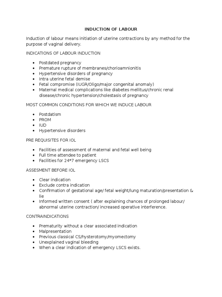Induction of Labour: Guidelines and Risks | PDF | Childbirth | Maternal ...