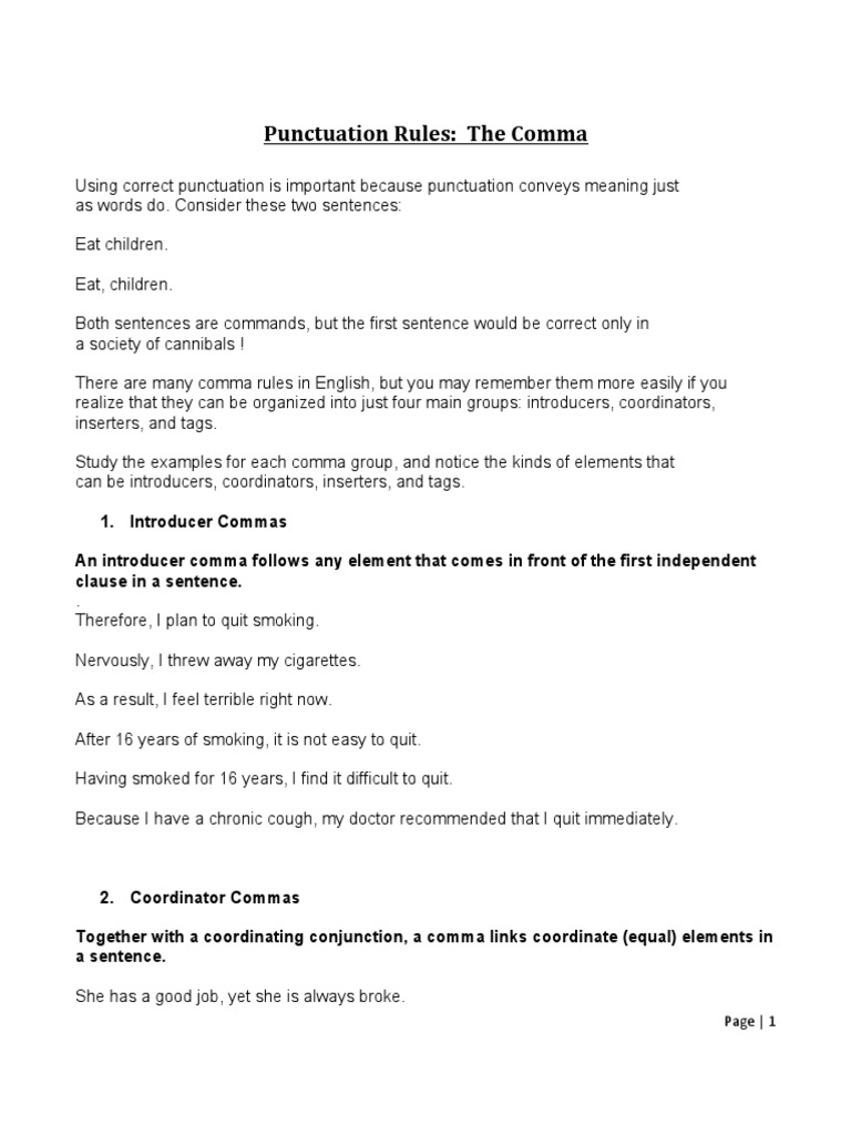 Comma - 4 Rules and Exercise | Download Free PDF | Comma | Advertising