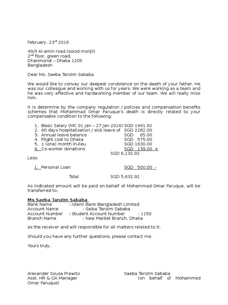 Surat Santunan | PDF | Finance & Money Management | Business