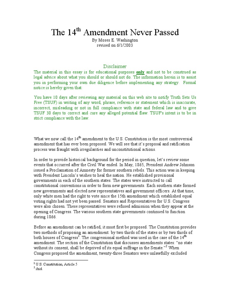 The 14th Amendment's Controversial Ratification | PDF | Politics