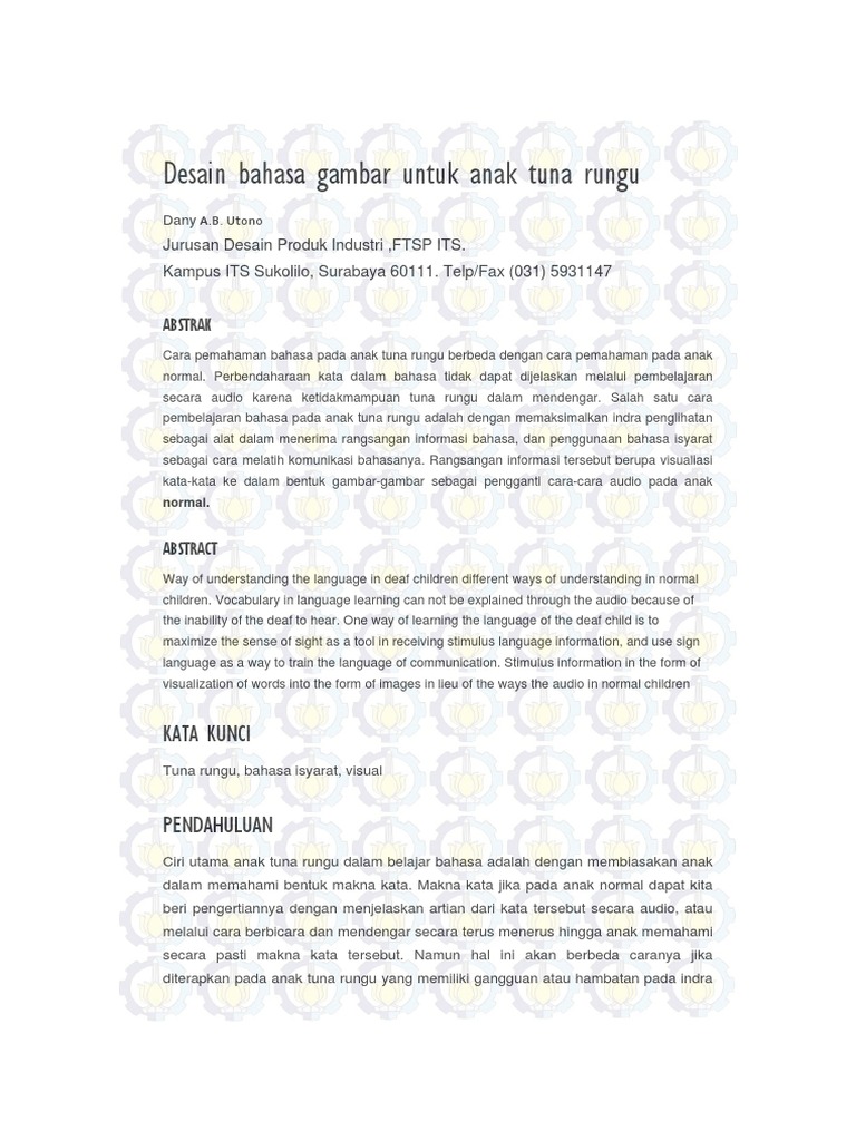 Desain Bahasa Gambar Untuk Anak Tuna Rungu | PDF