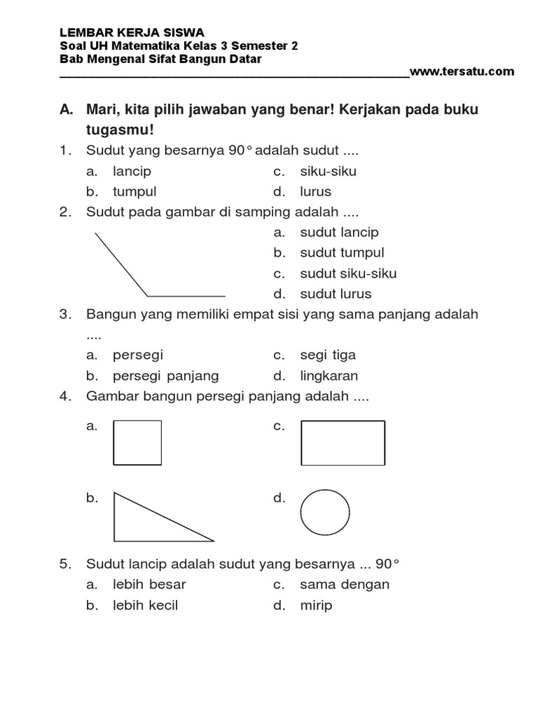 35++ Contoh soal bangun datar dan jawabannya untuk kls 3sd info