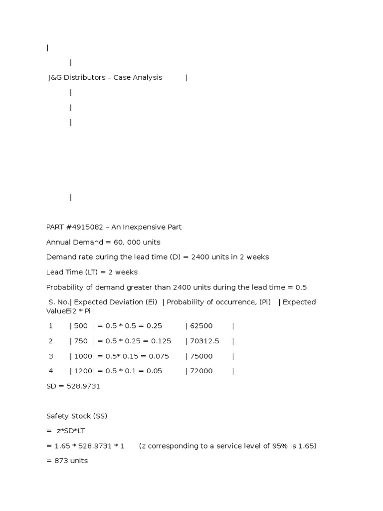 J&G Distributors Inventory Analysis | PDF | Inventory | Supply Chain ...