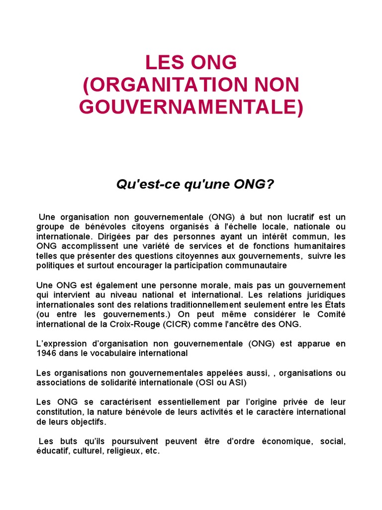 ONG définition