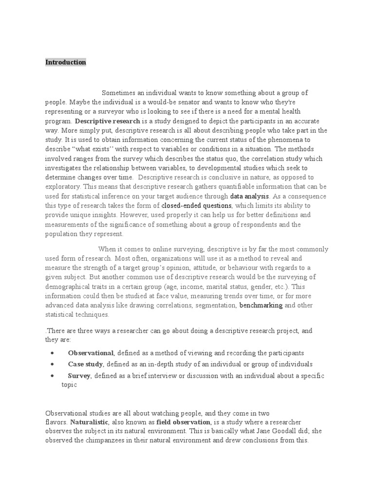 Descriptive Research Case Study Psychology & Cognitive Science
