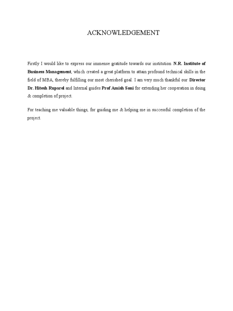 MBA Student Project Gratitude | PDF | Career & Growth