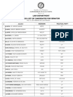 2010 Election Certified List of Senatorial Candidates