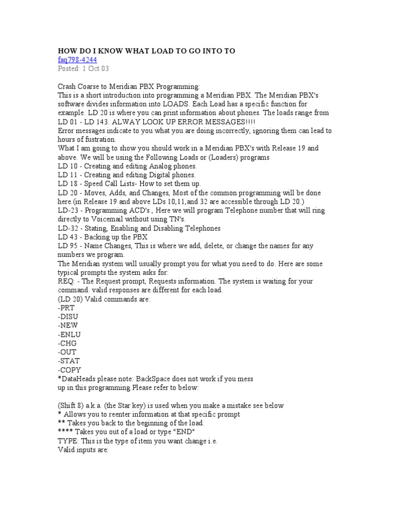 Nortel Commands Voicemail Telephone Numbering Plan