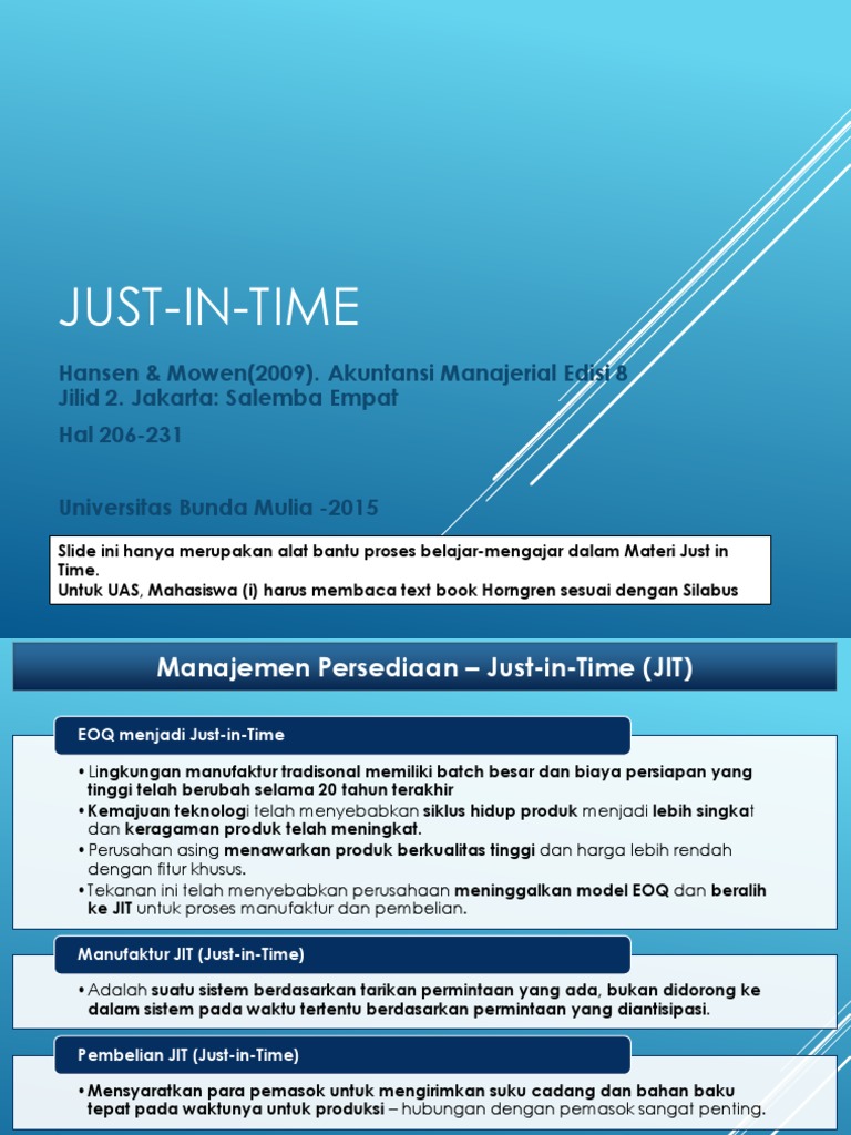 Manajemen Persediaan Just-in-Time (JIT) | PDF | Bisnis