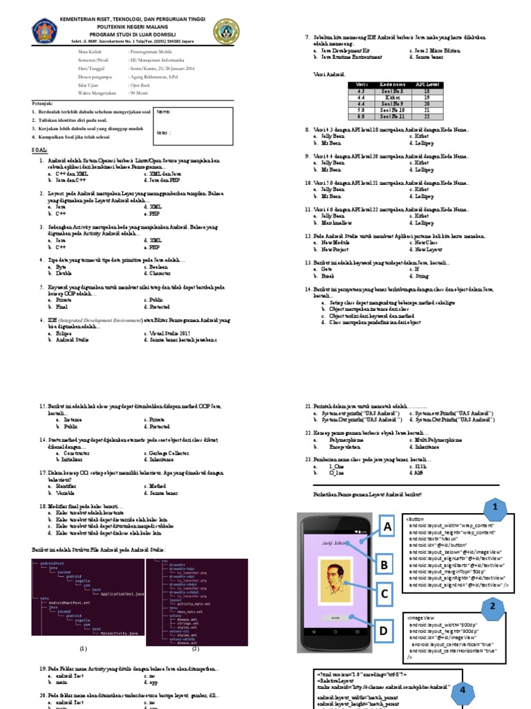Soal UAS PEMROGRAMAN MOBILE | PDF
