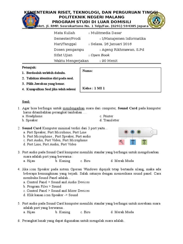 Soal Uas Dasar Multimedia