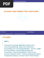 Accounts and Finance For Logisticians: Vels University