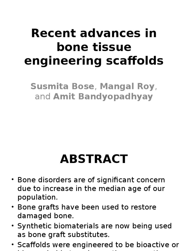 Recent Advances in Bone Tissue Engineering Scaffolds | PDF | Tissue ...