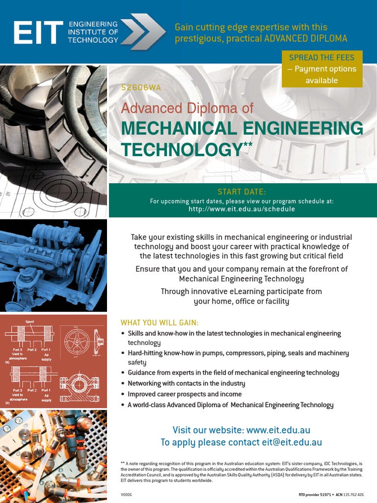 EIT Adv Dip Mechanical Engineering Technology DME Brochure Full | PDF ...
