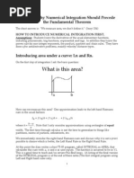 What Is This Area?: How and Why Numerical Integration Should Precede The Fundamental Theorem