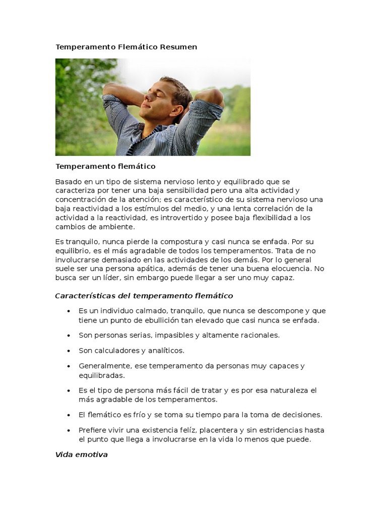 Características del Temperamento Flemático | PDF | Temperamento ...