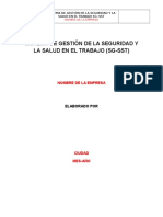 Tabla de Contenido Sistema de Gestión de La Seguridad y La Salud en El Trabajo