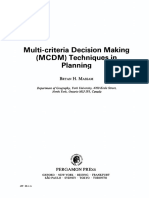 Multi-Criteria Decision Making (MCDM) Techniques in Planning