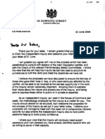 Letter From The Prime Minister To Sir John Chilcot Dated 22 June 2009