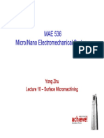 MAE 536 Micro/Nano Electromechanical Systems: Yong Zhu Lecture 10 - Surface Micromachining