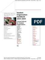 Student Organization Handbook 2004-2005: Critical Policies For Student Organizations