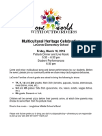 Multicultural Heritage Potluck 2016 flyer