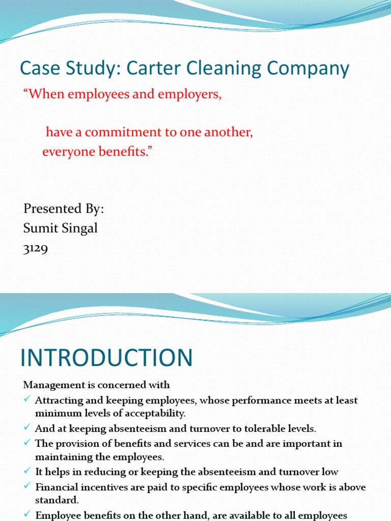 Case Study Carter Cleaning Company "When Employees and Employers