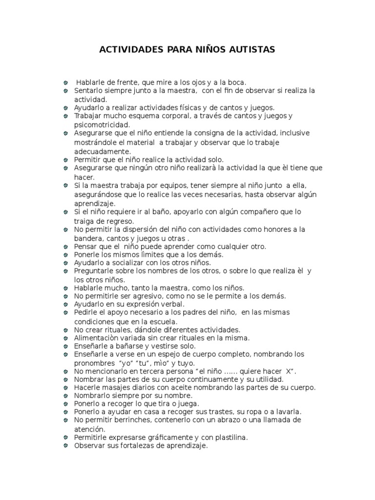 Actividades para Niños Autistas | PDF | Salud y bienestar | Estilo de vida