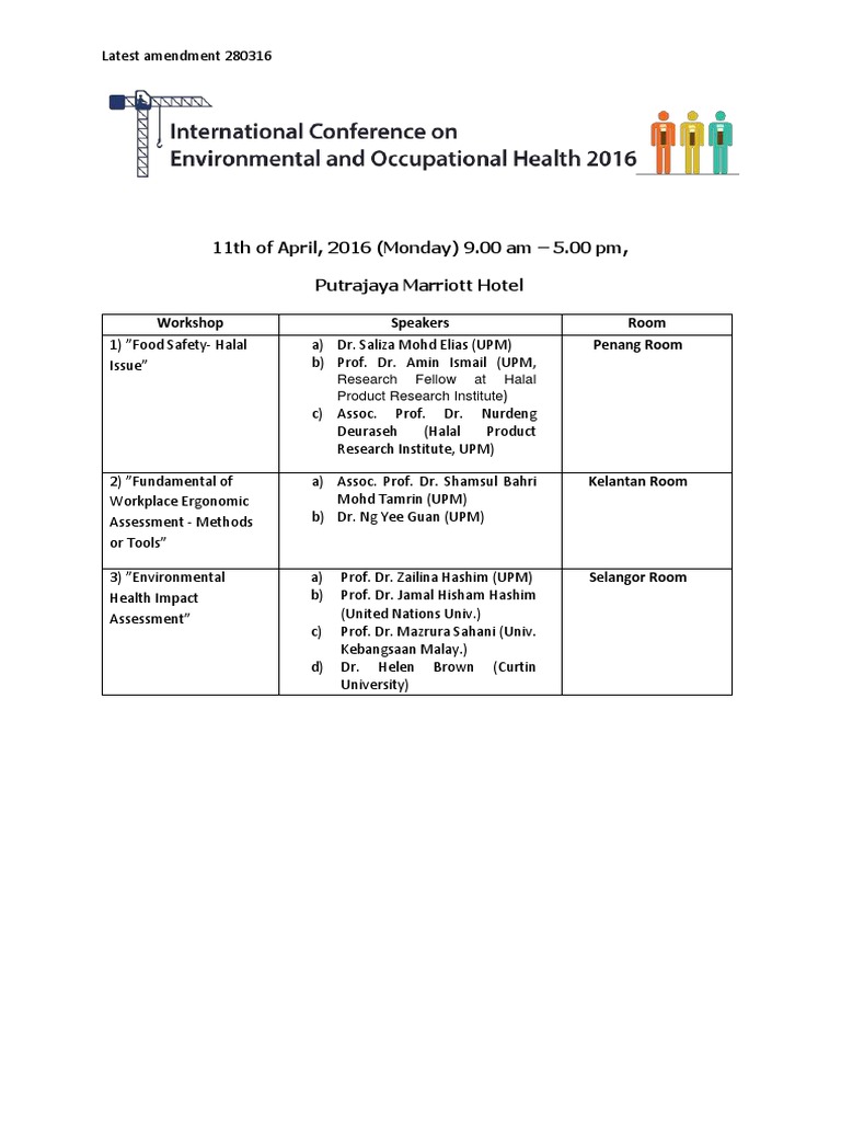 ICEOH 2016 Program Schedule 280316 | PDF | Malaysia | Environmental ...