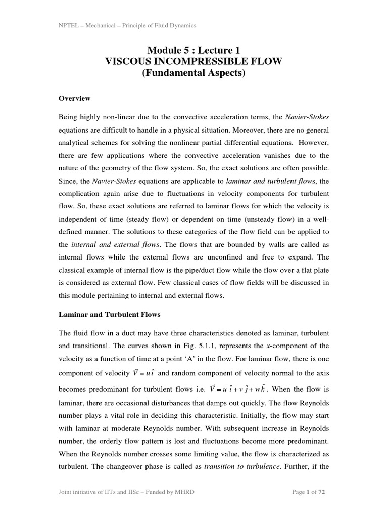 Viscous Incompressible Flow | PDF | Fluid Dynamics | Reynolds Number