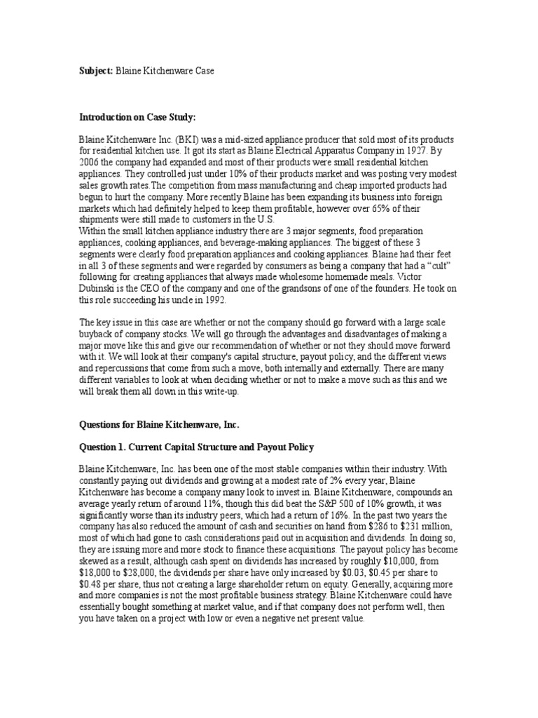 Blaine kitchenware case study answers essay 03 image