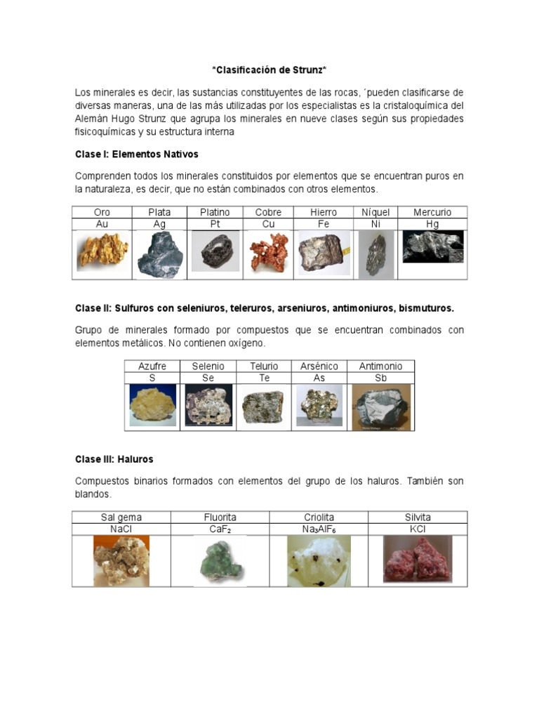 Clasificación de Minerales según Strunz | PDF