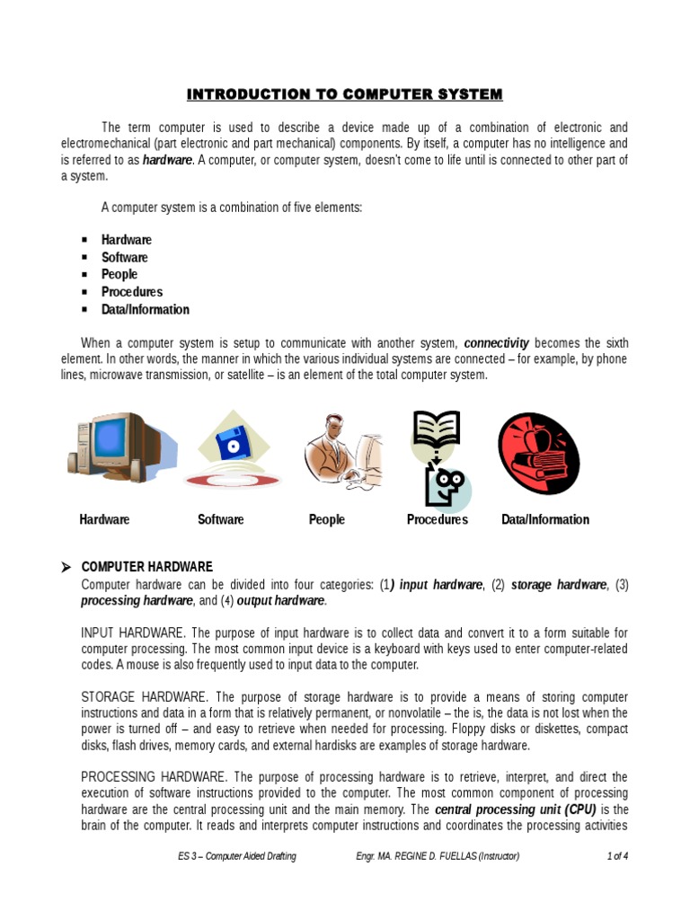 Introduction To Computer System | PDF | Computer Hardware | Computer ...