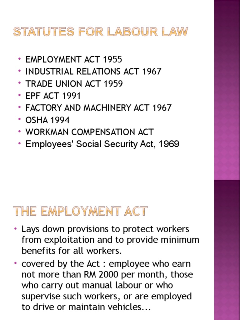 Labor Laws for Malaysian Workers | PDF | Trade Union | Employment