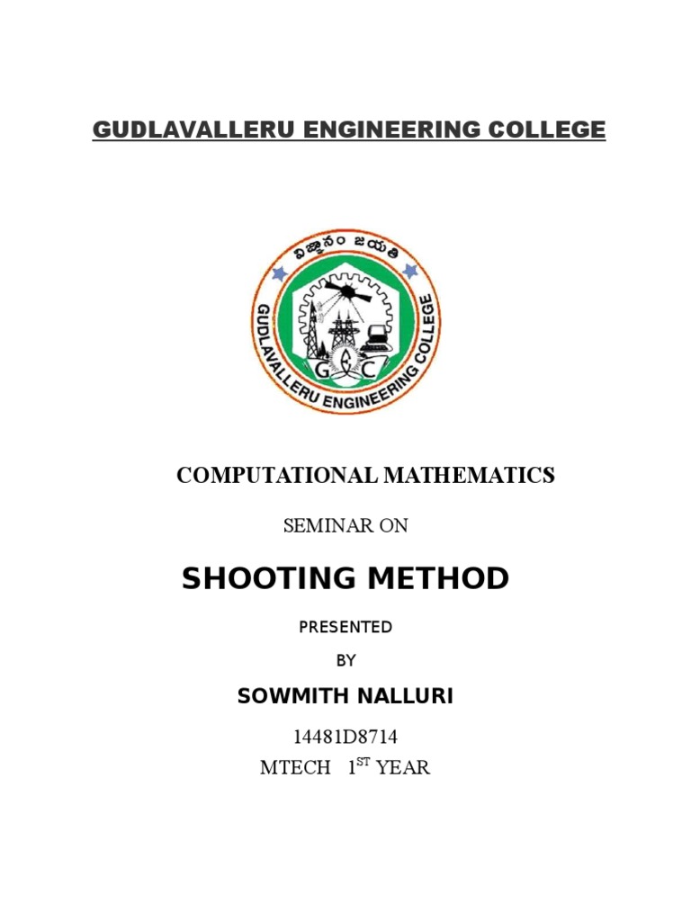Shooting Method PDF Numerical Analysis Equations