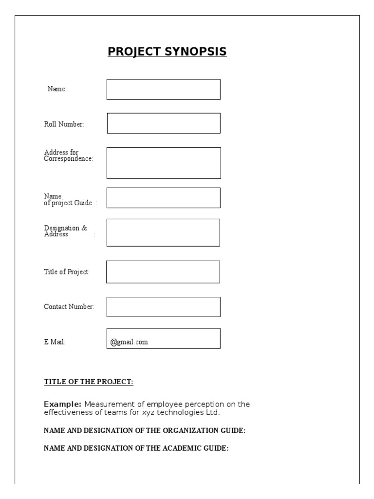 Project Synopsis Template for Research | PDF | Statistics | Master Of ...