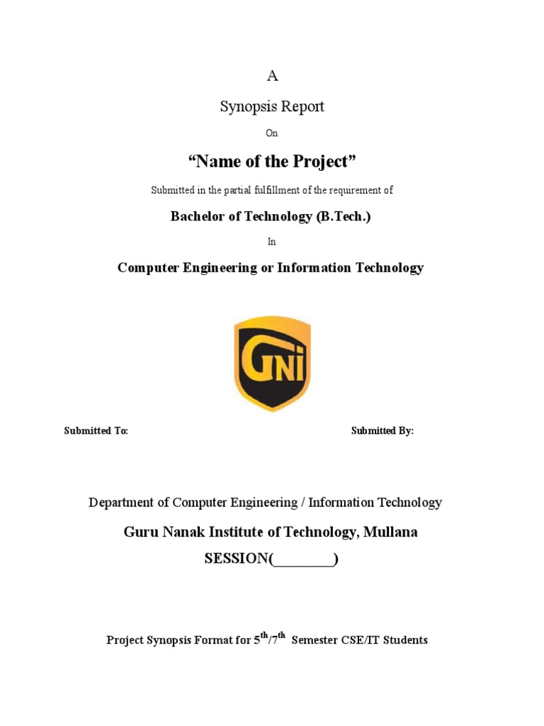 Project Synopsis Guidelines for CSE/IT | PDF
