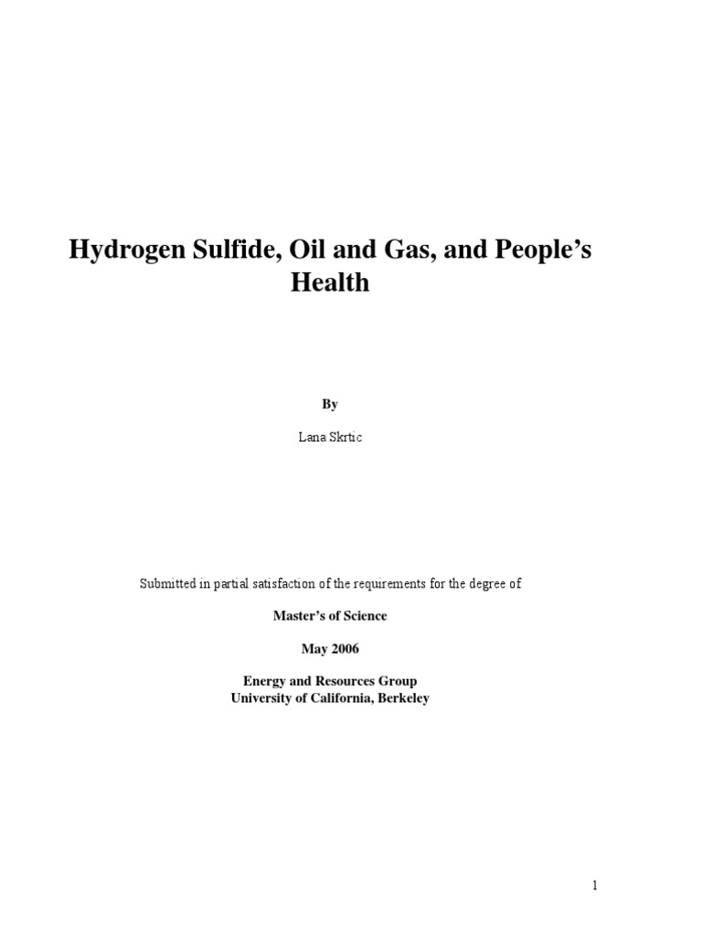 Hydrogen Sulfide Study | PDF | Natural Gas | Odor
