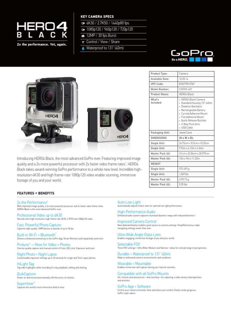 Brochure Gopro Hero 4 Pdf Media Technology Imaging