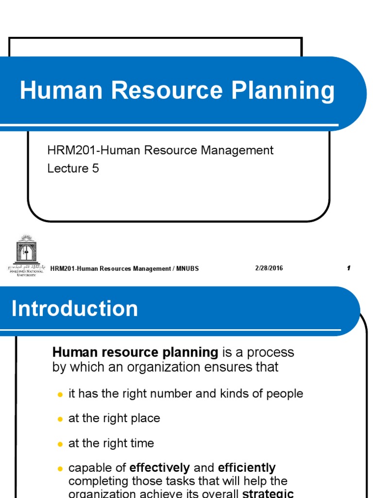 Lecture 5 - Human Resource Planning PDF | Download Free PDF | Human ...