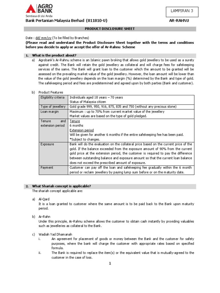 Ar Rahnu English Agrobank | PDF | Pawnbroker | Fee