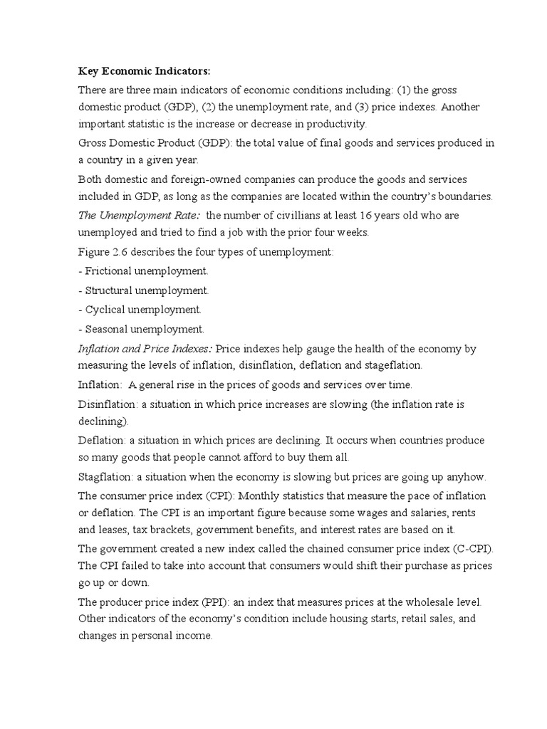 Key Economic Indicators | PDF | Politics | Social Science