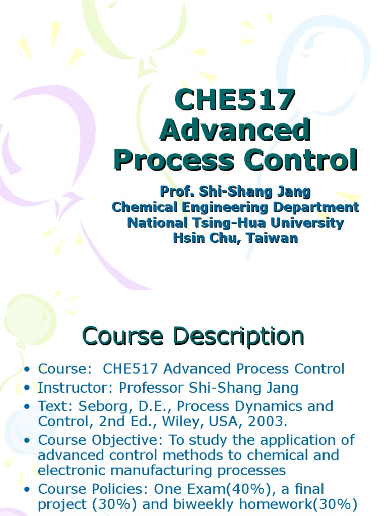 CHE517 Advanced Process Control PDF