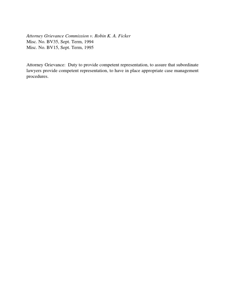 Attorney Grievance Against Robin Ficker | PDF | Wisconsin Circuit ...