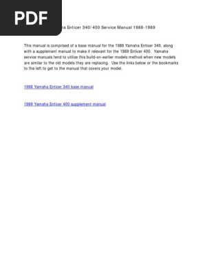 19 19 Yamaha Enticer 340 400 Snowmobile Service Manual Repair Belt Mechanical Ignition System