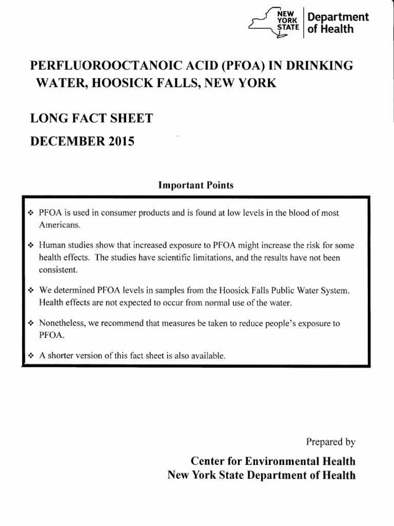 Nys Doh Pfoa Fact Sheet 1215 Pollution Occupational Safety And Health